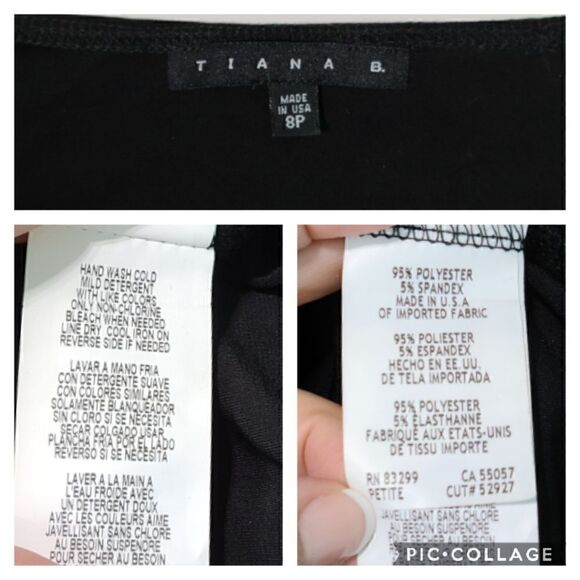 Tiana B. Jewel Embellished Black Shift Dress Crew Neck Long Sleeve Women Size 8P - Picture 12 of 12